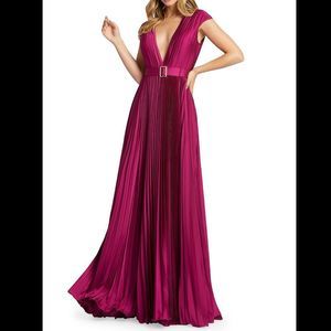 Mac Duggal Satin Pleated Gown